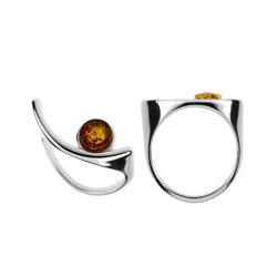 Silver ring with amber