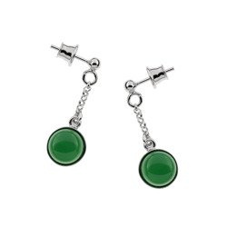 Silver earrings with green agat