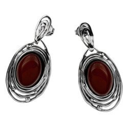 Silver earrings with amber