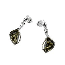 Silver earrings with amber