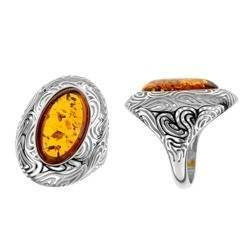 Silver ring with amber