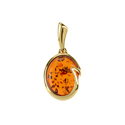 Silver pendant with amber