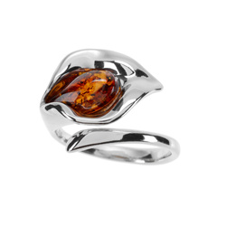 Silver ring with amber