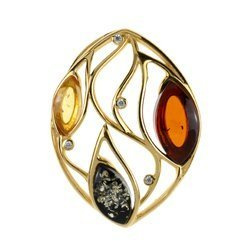 Silver pendant with amber