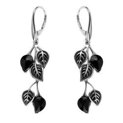 Silver earrings with agate black