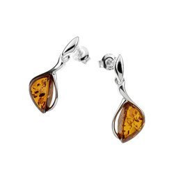 Silver earrings with amber