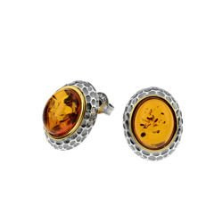 Silver earrings with amber