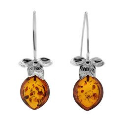 Silver earrings with amber