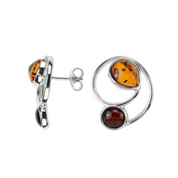 Silver earrings with amber