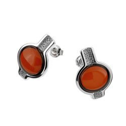 Silver earrings with amber