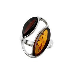 Silver ring with amber