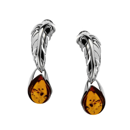 Silver earrings with amber