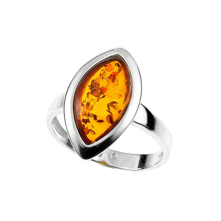 Silver ring with amber