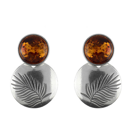 Silver earrings with amber