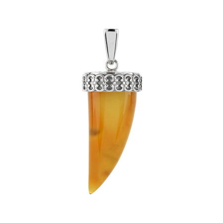 Silver pendant with amber