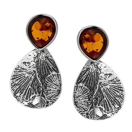 Silver earrings with amber