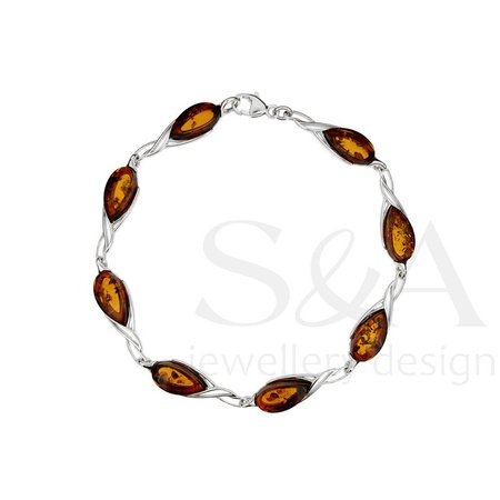 Silver bracelet with amber