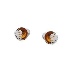 Silver earrings with amber