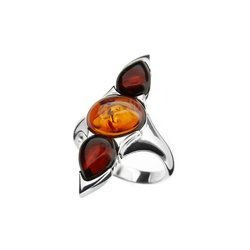 Silver ring with amber