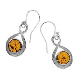 Silver earrings with amber