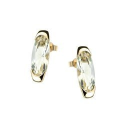 Gold earrings with green amethyst