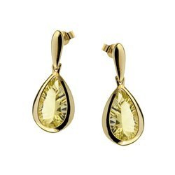 Gold earrings with lemon quartz