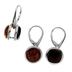 Silver earrings with amber