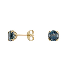 Gold earrings with blue topaz