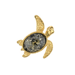 Silver pendant with amber - turtle