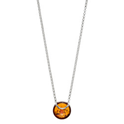 Silver necklace with amber