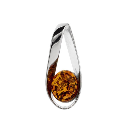 Silver pendant with amber