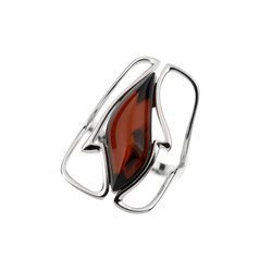 Silver ring with amber