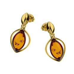 Silver earrings with amber