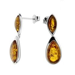 Silver earrings with amber