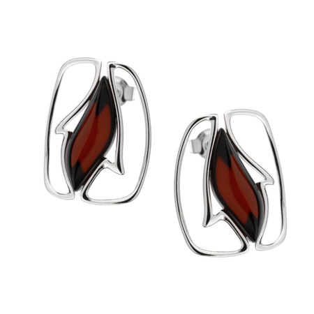 Silver earrings with amber