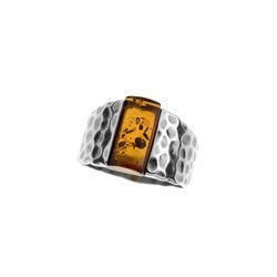 Silver ring with amber