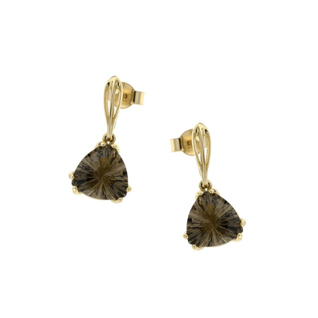 Gold earrings with smoky quartz