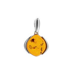 Silver pendant with amber